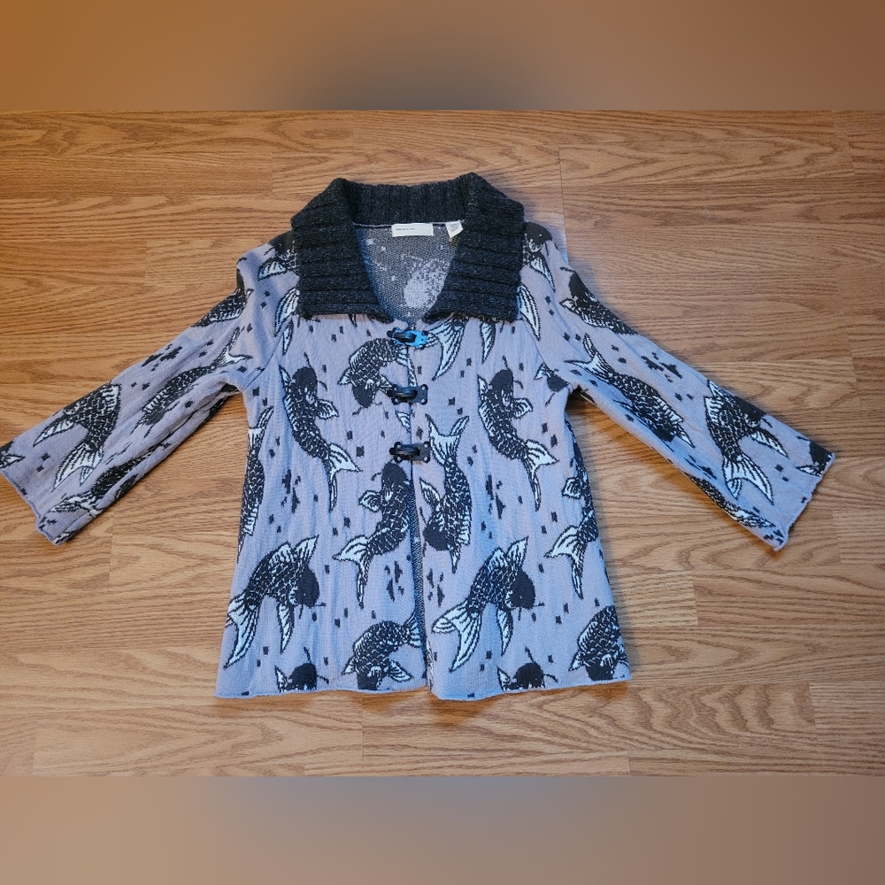 Women's Violet and Grey Koi Cardigan